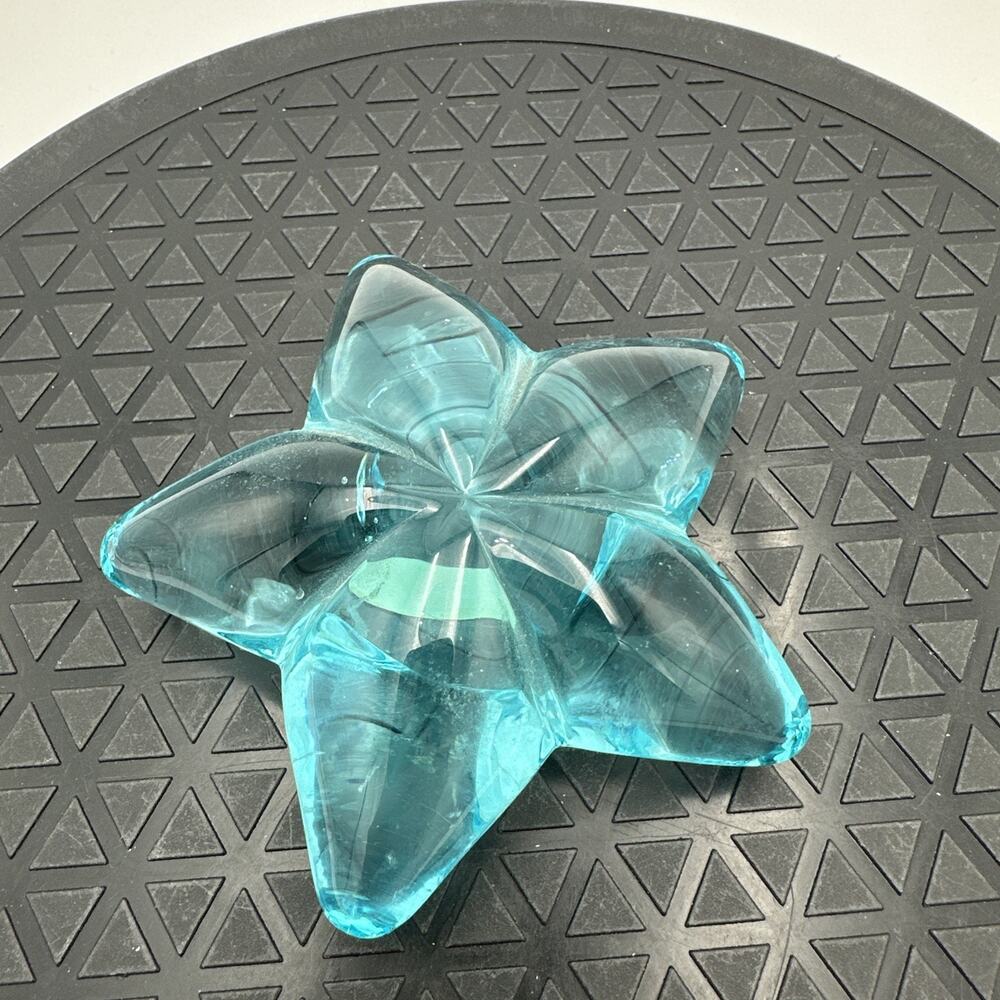 Blue Star Glass Paperweight By Silvestri